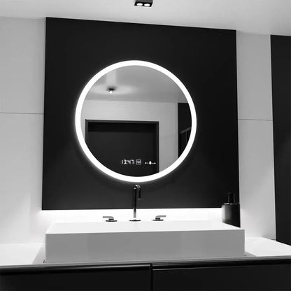 LED kerek tükör 60 cm Giulia érzékelő MotionGlow Marcello páramentesítő rendszer óra és hőmérő Dimabila tükrök Marcello alapértelmezett cím Alessandro Design