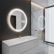 Nexos kerek LED tükör, 60 cm, 24 W, meleg/hideg/semleges fény, érzékelő, páramentesítő rendszer, óra, szabályozható