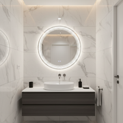 Nexos kerek LED tükör, 60 cm, 24 W, meleg/hideg/semleges fény, érzékelő, páramentesítő rendszer, óra, szabályozható