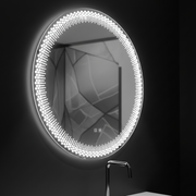 Nexos kerek LED tükör, 60 cm, 24 W, meleg/hideg/semleges fény, érzékelő, páramentesítő rendszer, óra, szabályozható
