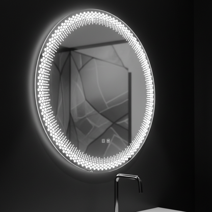 Nexos kerek LED tükör, 60 cm, 24 W, meleg/hideg/semleges fény, érzékelő, páramentesítő rendszer, óra, szabályozható