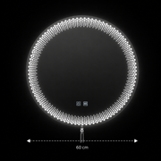 Nexos kerek LED tükör, 60 cm, 24 W, meleg/hideg/semleges fény, érzékelő, páramentesítő rendszer, óra, szabályozható