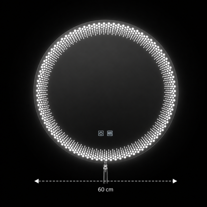Nexos kerek LED tükör, 60 cm, 24 W, meleg/hideg/semleges fény, érzékelő, páramentesítő rendszer, óra, szabályozható