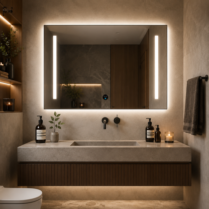 Giga LED tükör, 80x60cm, Ezüst, Touch, 6000K fény