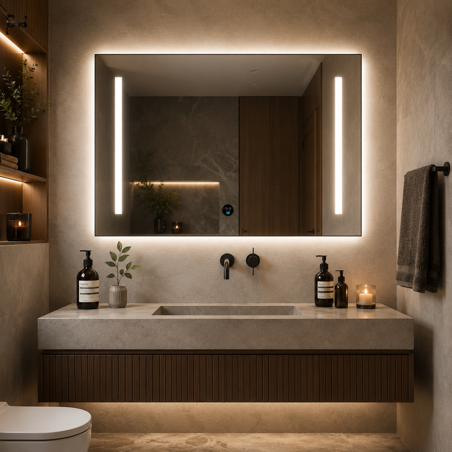 Giga LED tükör, 80x60cm, Ezüst, Touch, 6000K fény