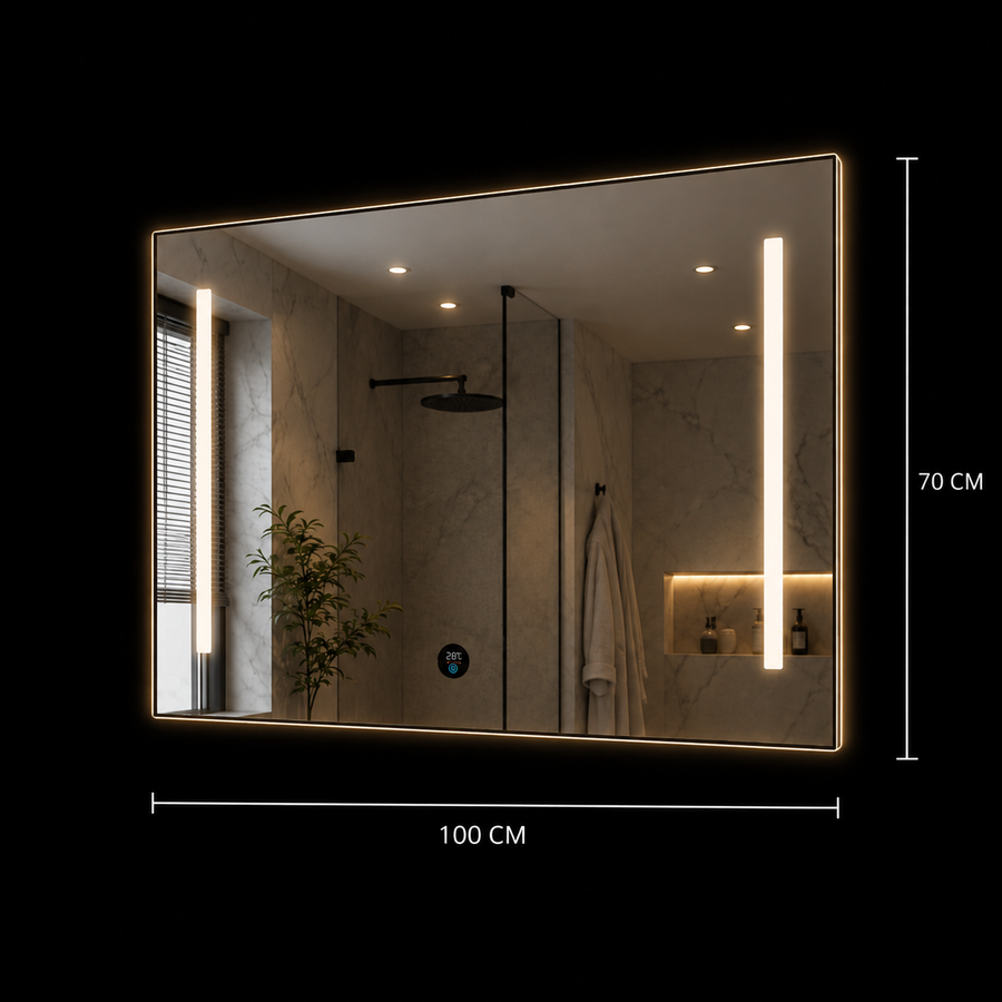 Giga LED tükör, 80x60cm, Ezüst, Touch, 6000K fény