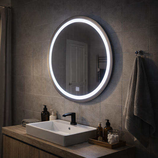 Oglinda LED Touch Gallio , Diametru 60cm, Lumina Rece 6000K, Sticla Oglinda LED Simpla Default Title Alessandro Design