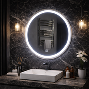 LED Touch Gallio tükör, átmérő 60cm, hideg fény 6000K, üveg egyszerű LED tükör Alapértelmezett cím Alessandro Design
