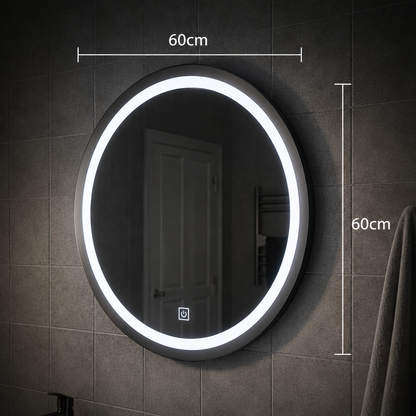 LED Touch Gallio tükör, Átmérő 60cm, Hideg fény 6000K, Üveg
