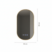 Konrad LED Touch Mirror páramentesítő rendszer, óra és hőmérséklet 50x80 cm csiszolt arany keret, meleg, semleges hideg fény 3000K/4000K/6000K