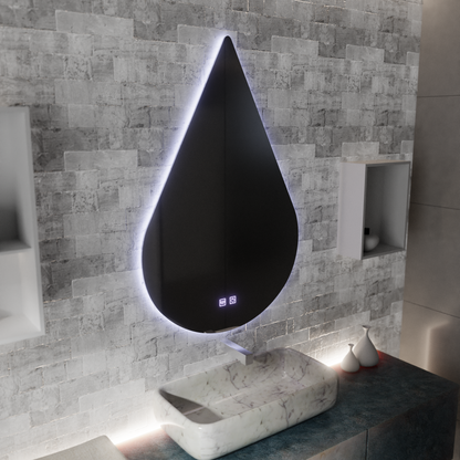 Mirror LED Touch River Demist rendszer 80X120cm, csepp alakú. Tükrök Korman E Alapértelmezett cím Alessandro Design