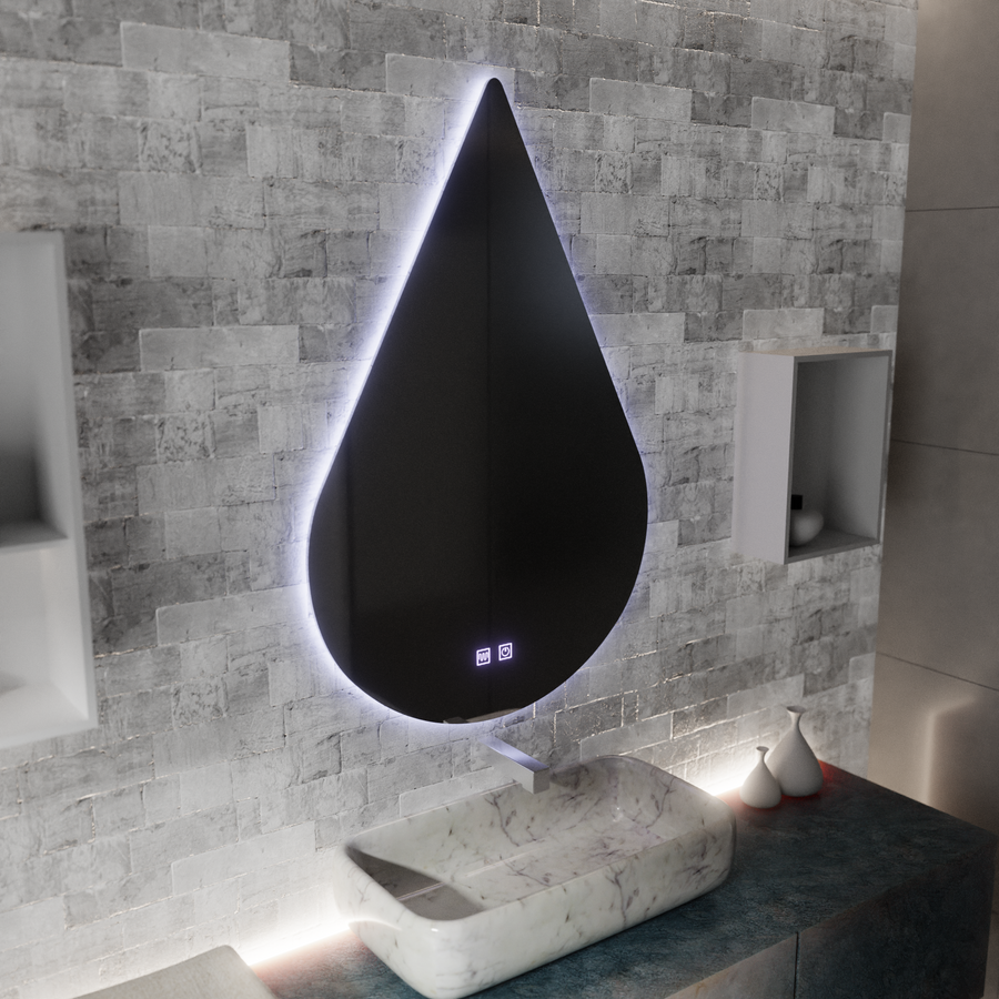Mirror LED Touch River Demist rendszer 80X120cm, csepp alakú. Tükrök Korman E Alapértelmezett cím Alessandro Design