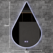 Touch River LED tükör, 52W, Demist rendszer, 80X120cm, csepp alakú
