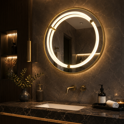 Giga LED tükör, 80x60cm, Ezüst, Touch, 6000K fény