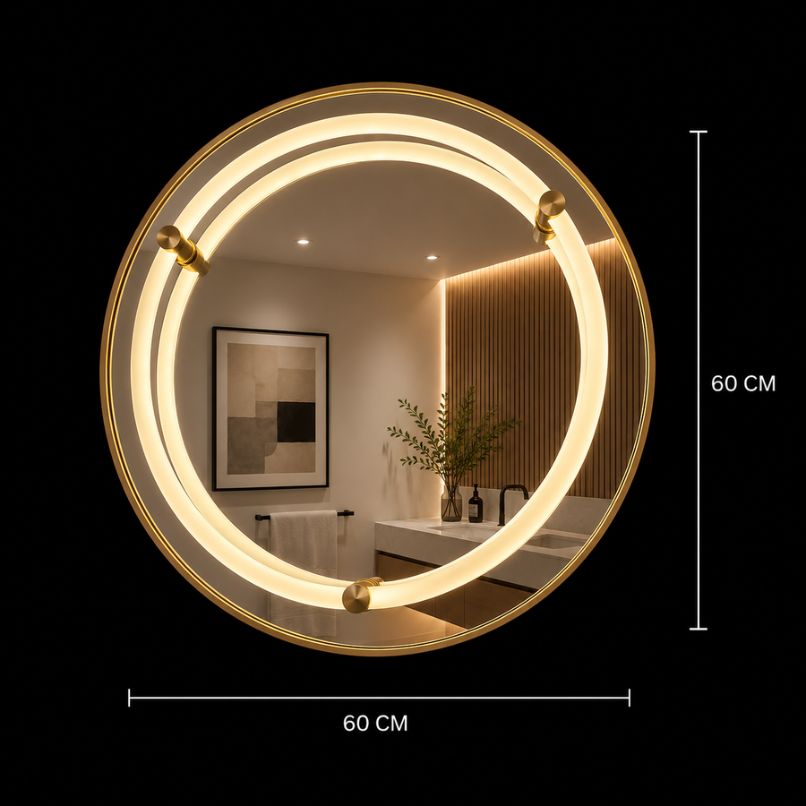 Giga LED tükör, 80x60cm, Ezüst, Touch, 6000K fény