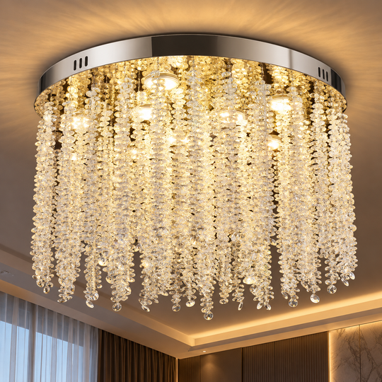 Crystal LED csillár LLC215/400WH kerek, 22W, hideg/meleg/semleges fény, kristály, arany