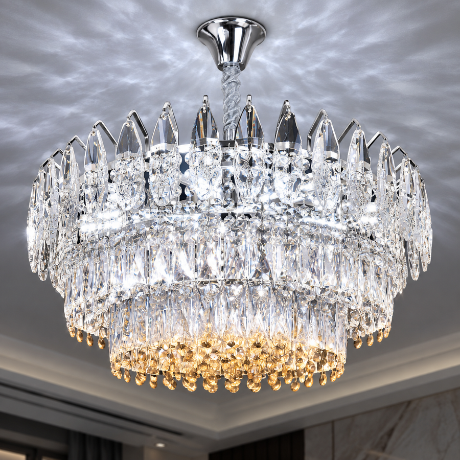 MAJESTIC Magno kristálycsillár 15x E14, átmérő 60 cm, fényes króm, állítható magasság