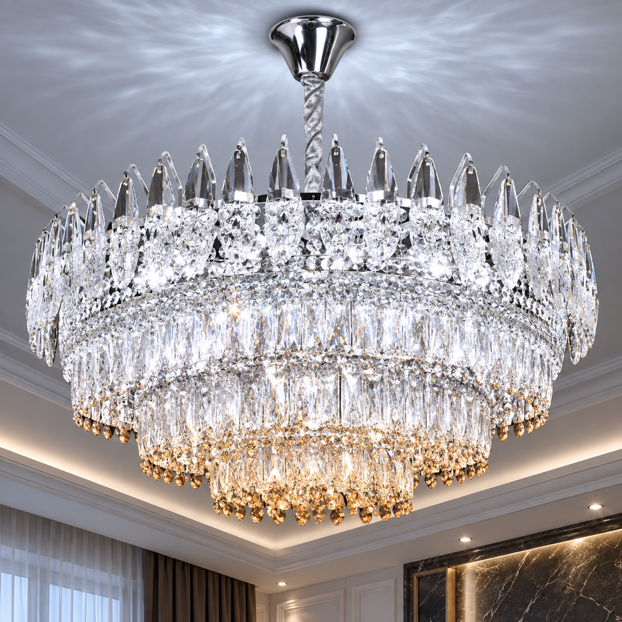 Kristály csillár MAJESTIC Regalis 21x E14, átmérő 80 cm, fényes króm, állítható magasság