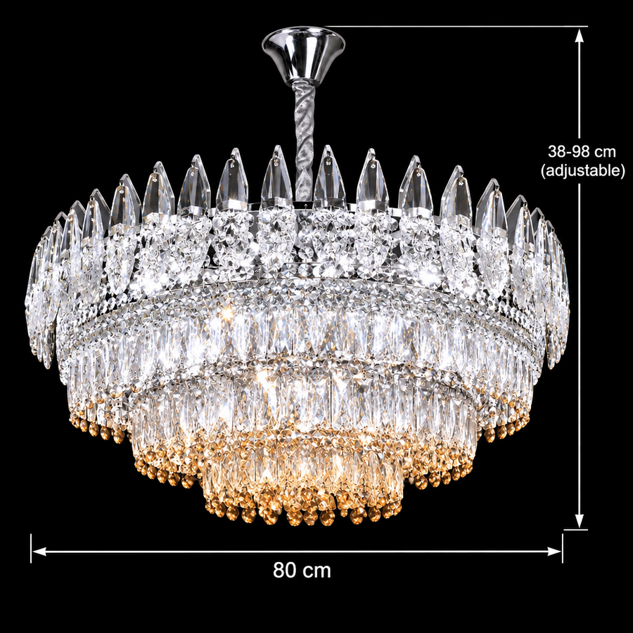 Kristály csillár MAJESTIC Regalis 21x E14, átmérő 80 cm, fényes króm, állítható magasság