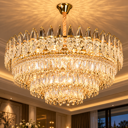 Kristály csillár MAJESTIC Regalis 21x E14, átmérő 80 cm, fényes arany, állítható magasság