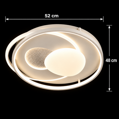 ISTARAVSHAN LED csillár távirányítóval, Ovális forma, 85W, Hideg/Meleg/Semleges fény, Szabályozható, Fehér