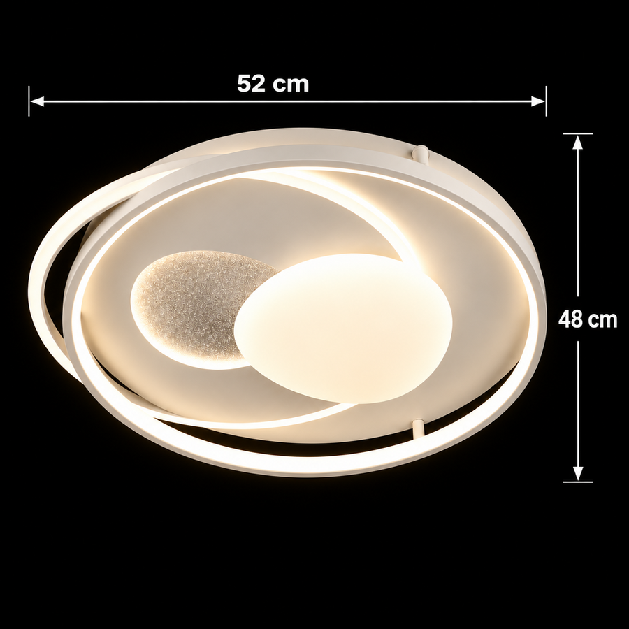 ISTARAVSHAN LED csillár távirányítóval, Ovális forma, 85W, Hideg/Meleg/Semleges fény, Szabályozható, Fehér
