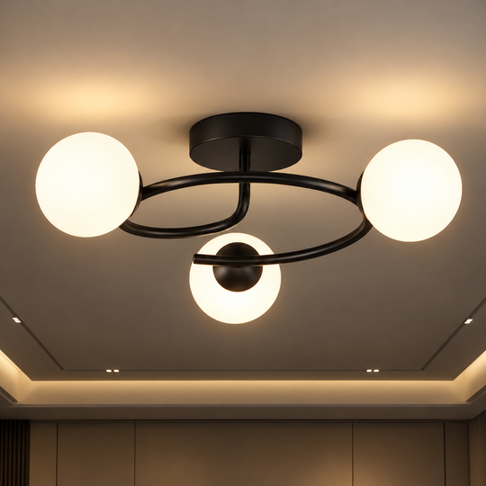 LED és kristály csillár ORBIT, 66cm, 3xE27, Globes, Fekete