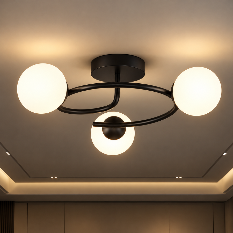 LED és kristály csillár ORBIT, 66cm, 3xE27, Globes, Fekete