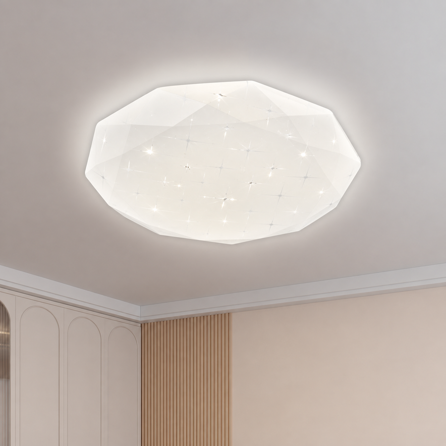 Hatszögletű LED mennyezeti lámpa 33 cm, 27W, 3000K / 4000K / 6000K, fehér, fém és akril