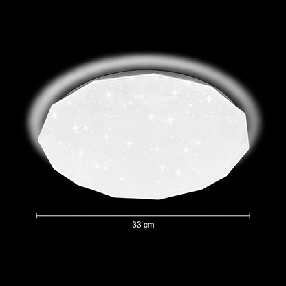 Hatszögletű LED mennyezeti lámpa 33 cm, 27W, 3000K / 4000K / 6000K, fehér, fém és akril