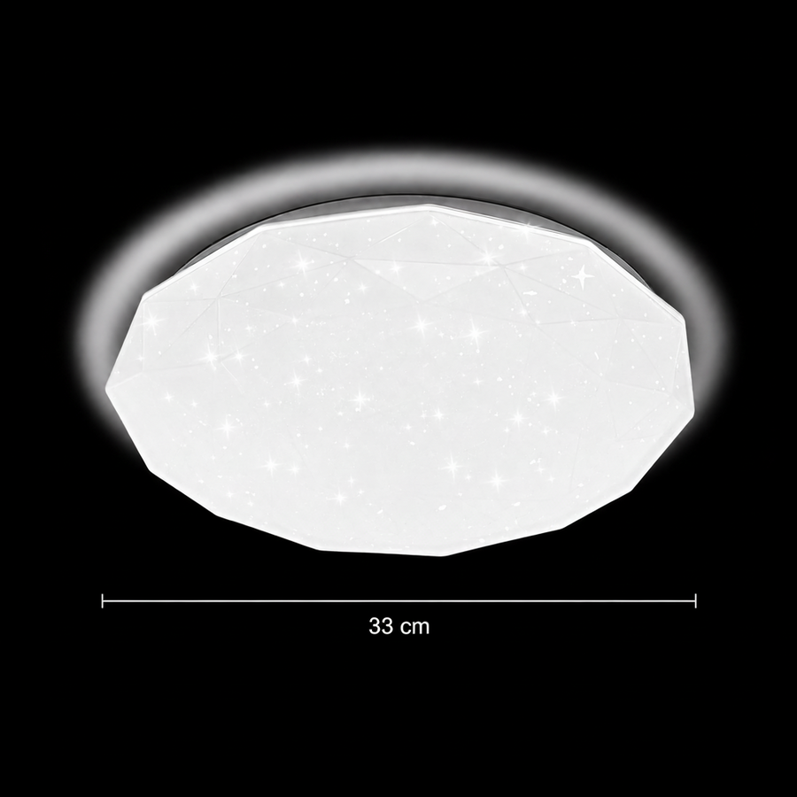 Hatszögletű LED mennyezeti lámpa 33 cm, 27W, 3000K / 4000K / 6000K, fehér, fém és akril