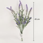 Mesterséges növény, dekoratív levendula virág, 7 ág, 45 cm, lila és zöld, 2 darabos készlet