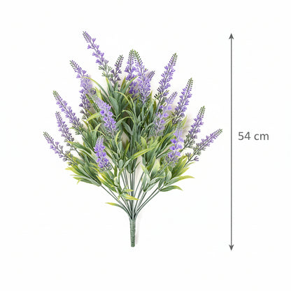 Mesterséges növény, dekoratív levendula virág, 18 ág, 54 cm, lila és zöld, 2 darabos készlet