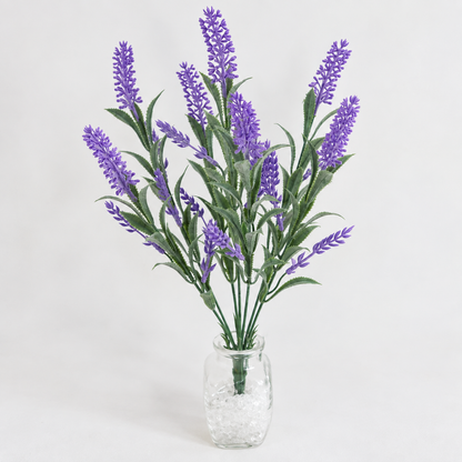 Mesterséges növény, dekoratív levendula virág, 7 ág, 42 cm, lila és zöld, 2 darabos készlet