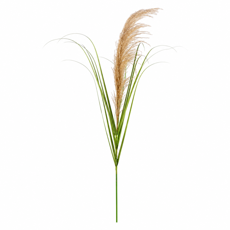 Műnövény díszfű, 110 cm, nád és fű, zöld és barna, cserép nélkül