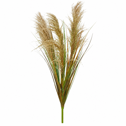 Mesterséges növényi díszfű, 120 cm, 3 vezetékkel, nád és fű, sötétzöld és barna, cserép nélkül