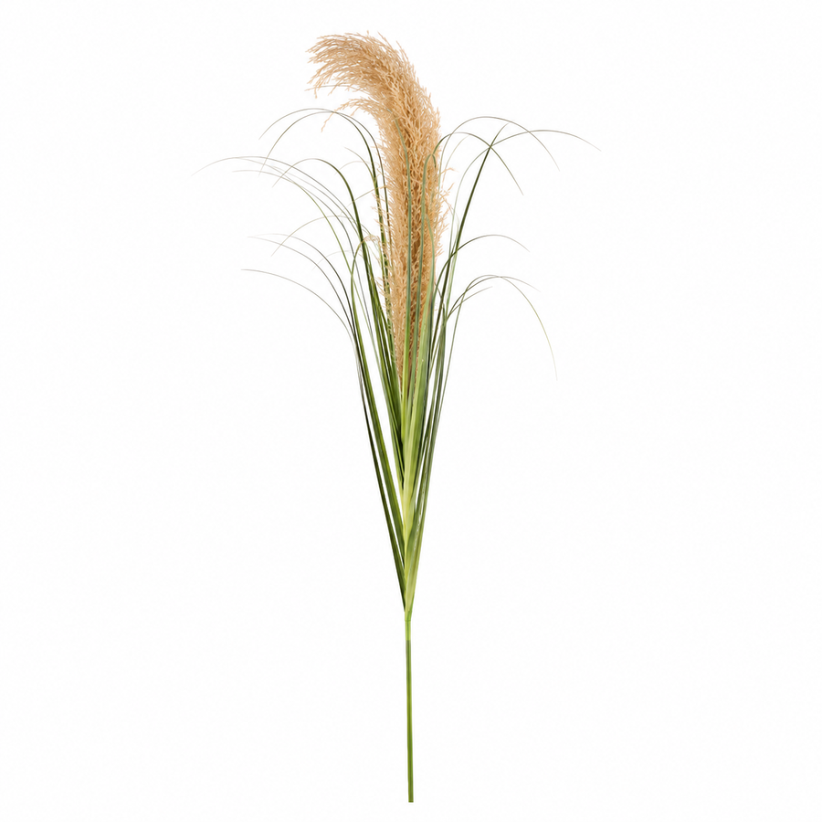 Műnövény díszfű, 140 cm, nád és fű, zöld és barna, cserép nélkül
