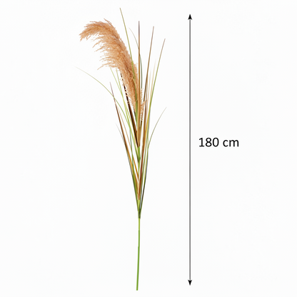 Műnövény díszfű, 180 cm, nád és fű, zöld és barna, cserép nélkül
