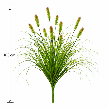 Mesterséges rókafarkú díszfűnövény, 100 cm, 12 fűszerrel, zöld és barna, cserép nélkül