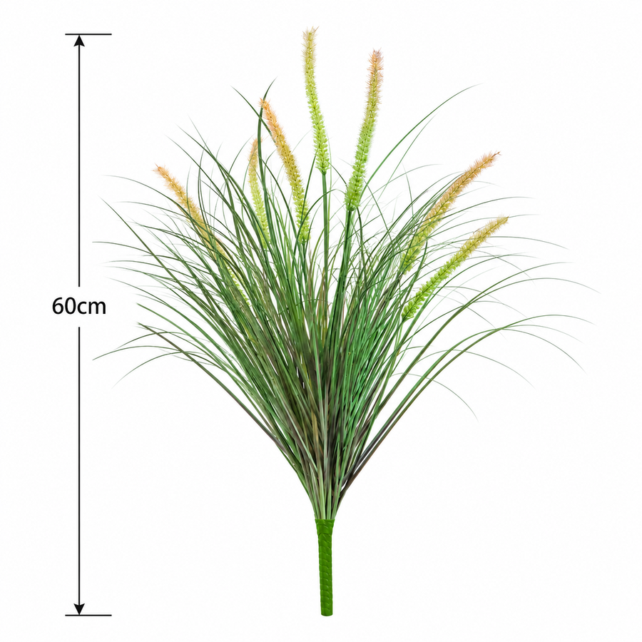 Mesterséges rókafarkú díszfűnövény, 60 cm, 7 fűszerrel, zöld és rózsaszín, cserép nélkül