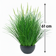Mesterséges növény, rókafarkú cserepes díszfű, 61 cm, 19 fűszerrel, zöld és fehér