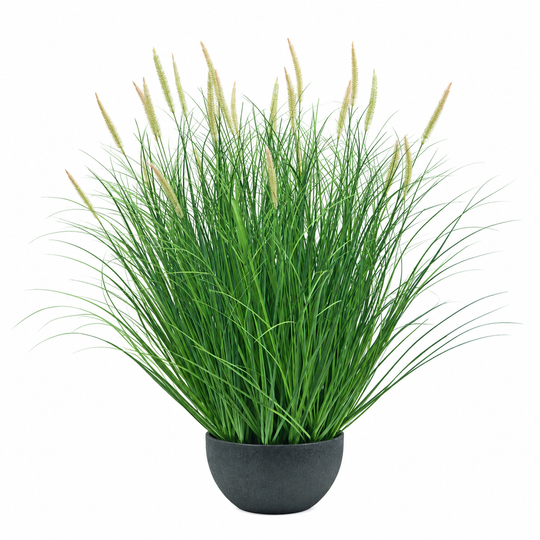 Mesterséges növény, rókafarkú cserepes díszfű, 70 cm, 25 fűszerrel, zöld és rózsaszín