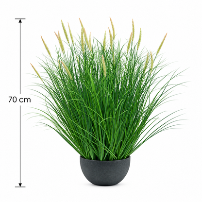 Mesterséges növény, rókafarkú cserepes díszfű, 70 cm, 25 fűszerrel, zöld és rózsaszín