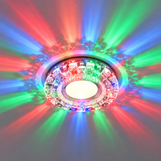 LED Spot ORBITA, 5 W, kerek, hideg fény + RGB, fehér, gyanta és üveg