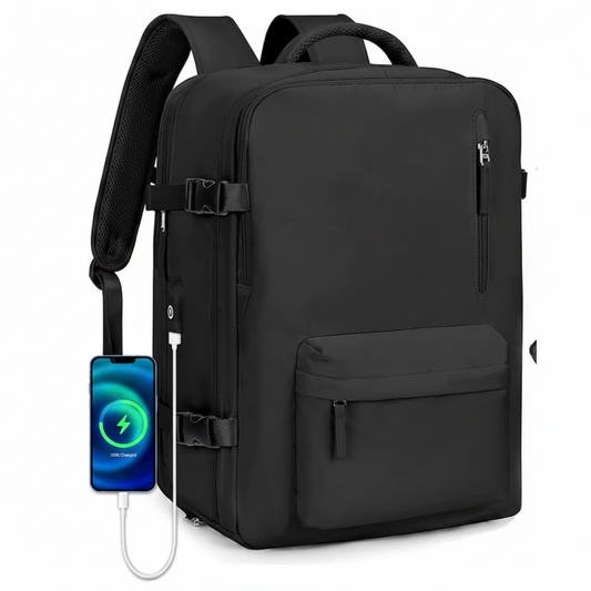 Utazási üzleti hátizsák ALMATY, USB porttal, 31x22x46 cm Oxford, fekete