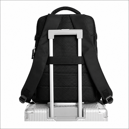 Utazási üzleti hátizsák ALMATY, USB porttal, 31x22x46 cm Oxford, fekete