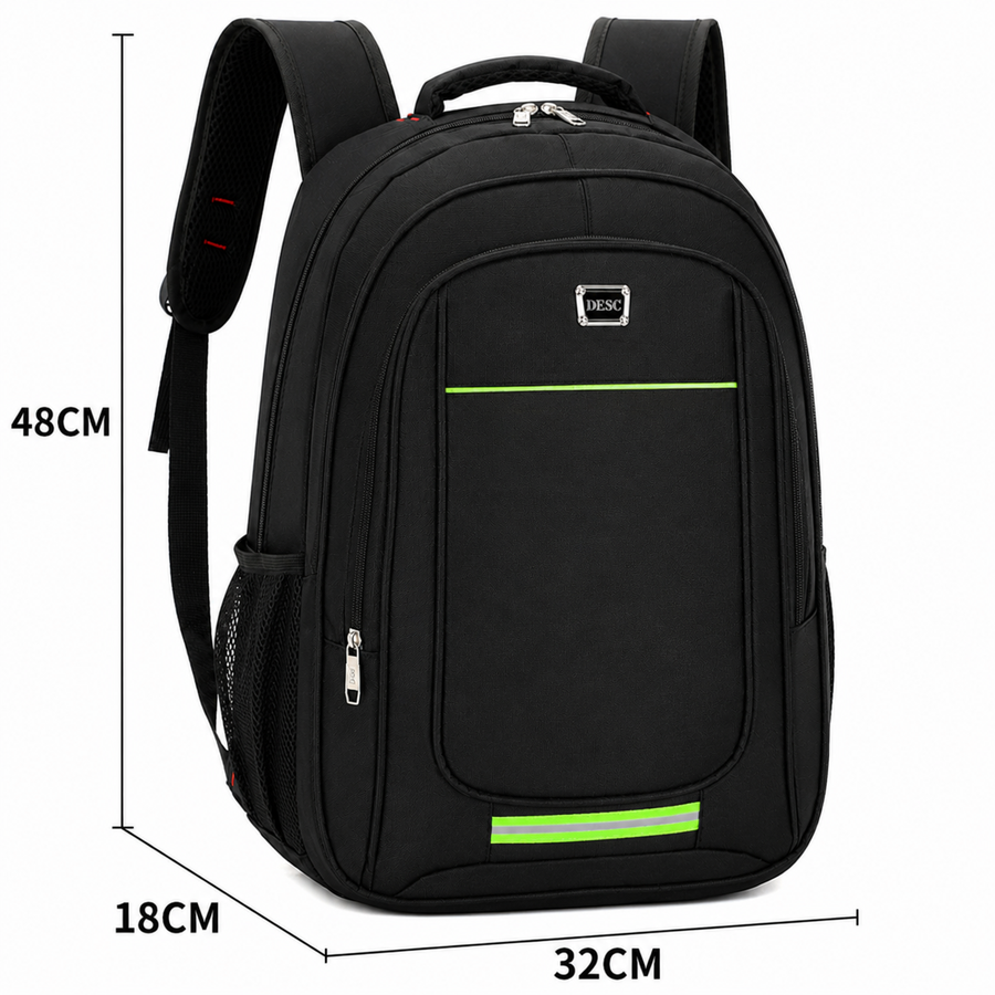 Rucsac Travel Business BAKU, 48x32x18 cm, Oxford, Negru si Verde