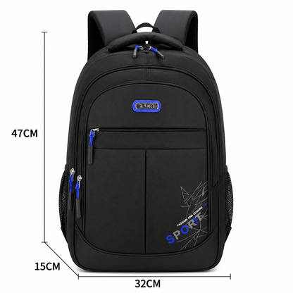 Rucsac Travel Business GANJA, 48x32x15 cm, Oxford, Negru si Albastru