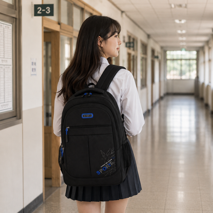 Rucsac Travel Business GANJA, 48x32x15 cm, Oxford, Negru si Albastru