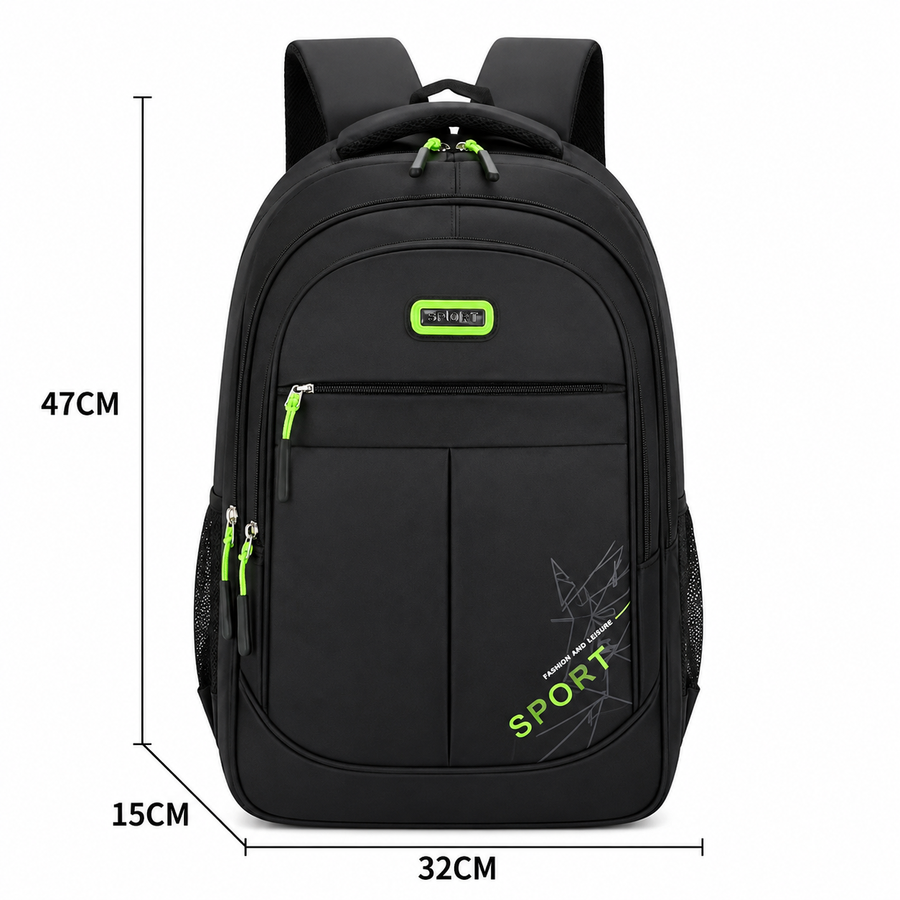 Rucsac Travel Business GANJA, 48x32x15 cm, Oxford, Negru si Verde